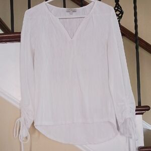 Lucky Brand White Blouse with Tie Sleeves